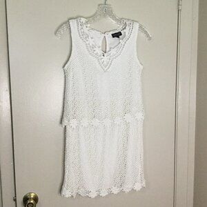 Topshop White Crochet Lace Overlay Dress